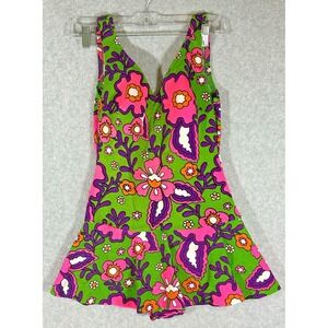 Montgomery Ward Retro Women's One-Piece Swimsuit Groovy Flower Power XS/S?